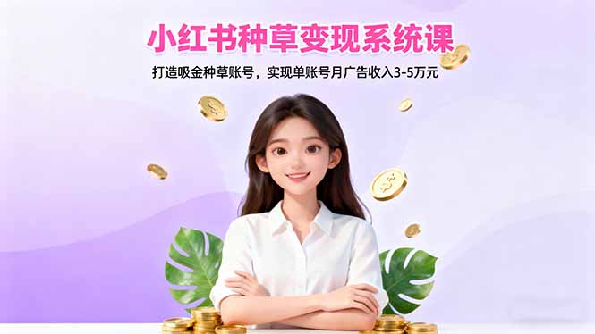 小红书种草变现系统课：打造吸金种草账号，实现单账号月广告收入3-5万元-网创项目