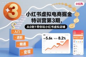 小红书虚拟电商掘金特训营第3期，从0到1带你玩小红书虚拟店铺-网创项目