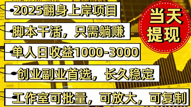 2025翻身上岸项目脚本干活，内部客户经理内部开号，单人日收益1000-300…-网创项目