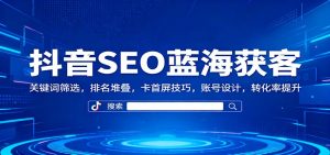 抖音SEO蓝海获客:关键词筛选,排名堆叠,卡首屏技巧,账号设计,转化率提升-网创项目