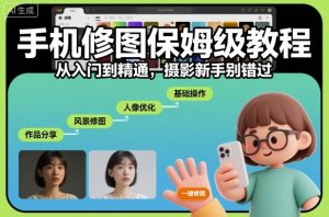 手机修图保姆级教程,从入门到精通,摄影新手别错过-网创项目