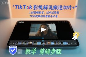 TikTok影视解说搬运切片+二创剪辑教学,过中过原创,TK中视频创作者新手必看-网创项目