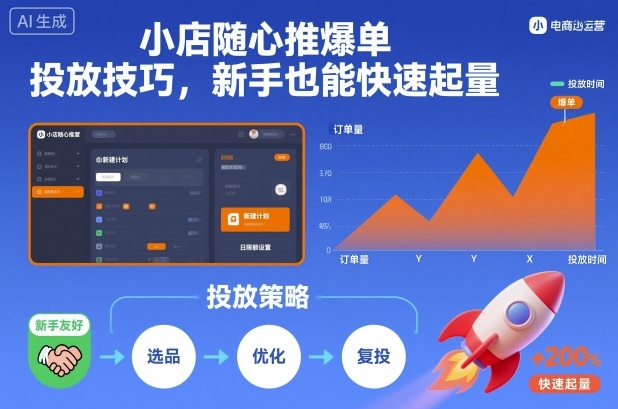 小店随心推爆单投放技巧，新手也能快速起量-网创项目