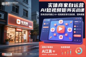 实体商家自运营AI短视频矩阵实战课，实体店如何通过AI+短视频实现引流拓客、团购增量-网创项目
