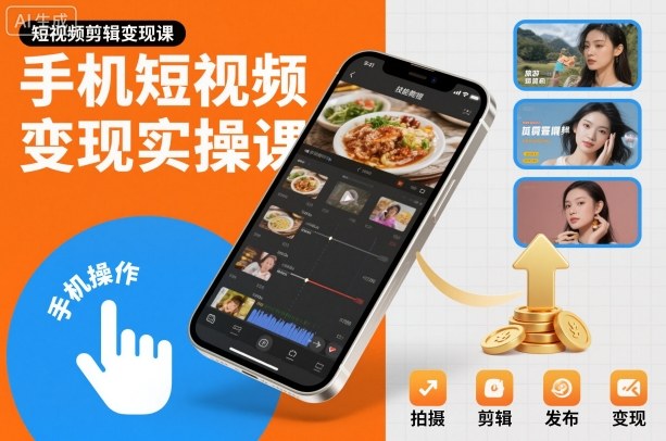手机短视频变现实操课，短视频剪辑变现课-网创项目