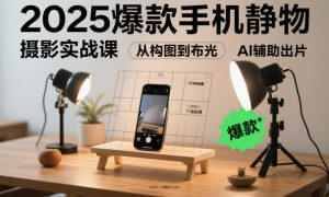 2025爆款手机静物摄影实战课,从构图到布光,不用贵设备,AI辅助出片-网创项目