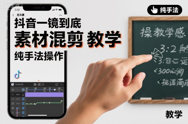 抖音一镜到底素材混剪教学，纯手法操作-网创项目
