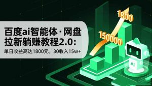 百度ai智能体·网盘拉新躺赚教程2.0:单日收益高达1800元,30收入15w+-网创项目