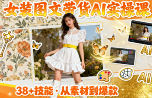 女装图文带货的AI实操课，覆盖38个实用技能，快速提升素材制作效率-网创项目