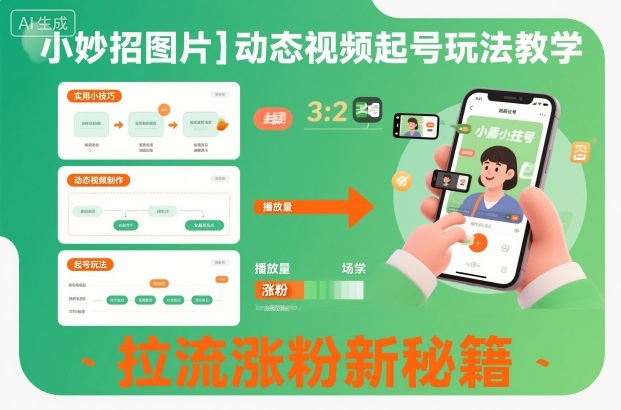 小妙招图片＋动态视频起号玩法教学，拉流涨粉新秘籍-网创项目