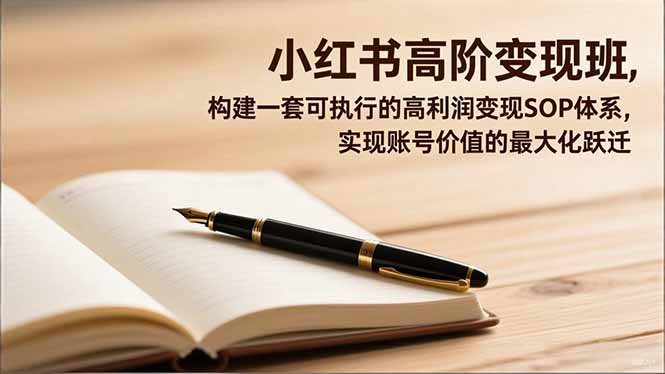 小红书高阶变现班，构建一套可执行的高利润变现SOP体系，实现账号价值的最大化跃迁-网创项目