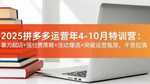 2025拼多多运营年4-10月特训营:暴力起店+强付费策略+活动爆流+突破运营瓶颈,干货拉满-网创项目