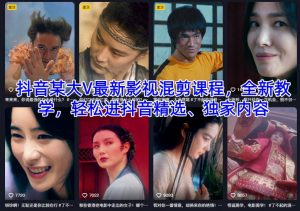 抖音某大V最新影视混剪课程，全新教学，轻松进抖音精选、独家内容-网创项目
