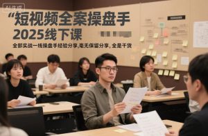 短视频全案操盘手2025线下课,全部实战一线操盘手经验分享,毫无保留分享,全是干货-网创项目