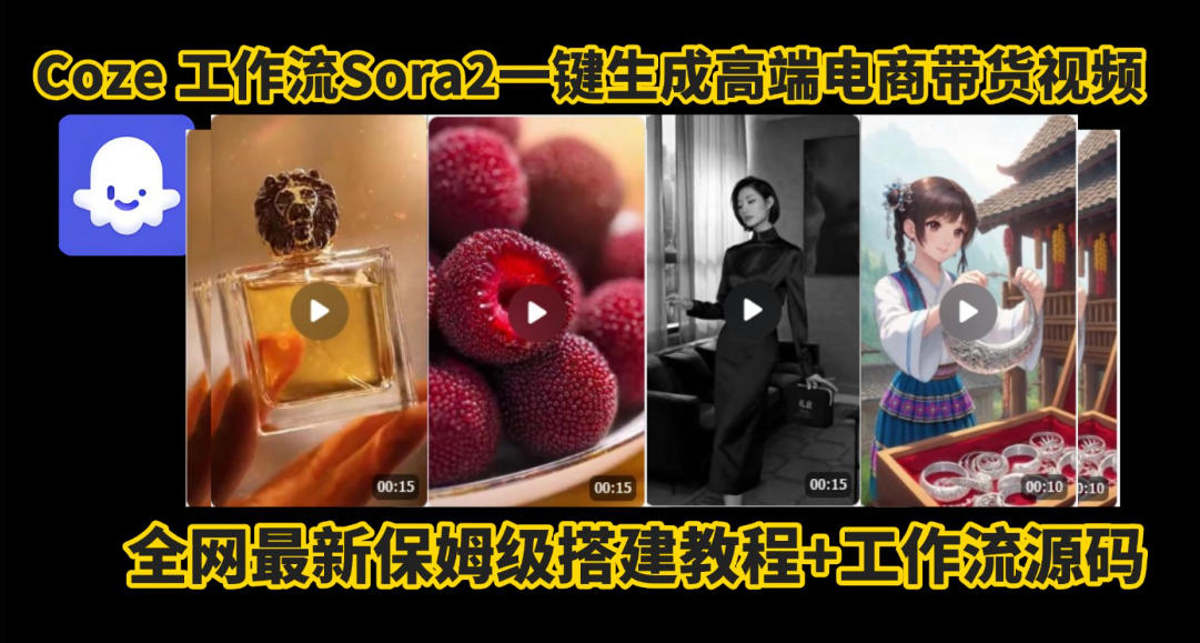 coze智能体sora2一键生成电商带货高端视频工作流保姆级拆解教程，无需剪辑，无需拍摄-网创项目