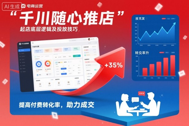 千川随心推起店底层逻辑及投放技巧，提高付费转化率，助力成交-网创项目