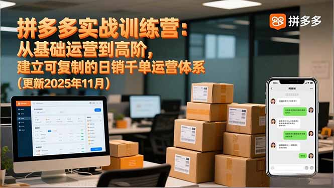 拼多多实战训练营：从基础运营到高阶，建立可复制的日销千单运营体系(更新11月-网创项目