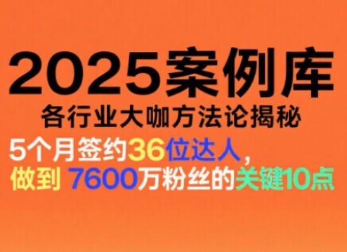 2025案例库，收录各行业大咖的方法论，各行业大咖方法论揭秘-网创项目