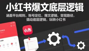 小红书爆文底层逻辑,涵盖平台规则、账号定位、爆文逻辑、变现路径,撬动底层逻辑,玩转小红书-网创项目