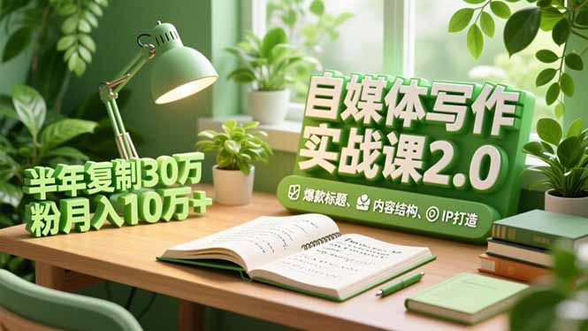 自媒体写作实战课2.0，爆款标题、内容结构、IP打造，半年复制30万粉月入10万+-网创项目