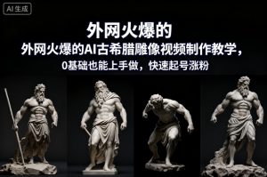 外网火爆的AI古希腊雕像视频制作教学，0基础也能上手做，快速起号涨粉-网创项目