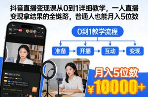 抖音直播变现课从0到1详细教学,一人直播变现拿结果的全链路,普通人也能月入5位数-网创项目