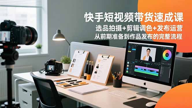 快手短视频带货速成课，选品拍摄+剪辑调色+发布运营，从前期准备到作品发布的完整流程-网创项目