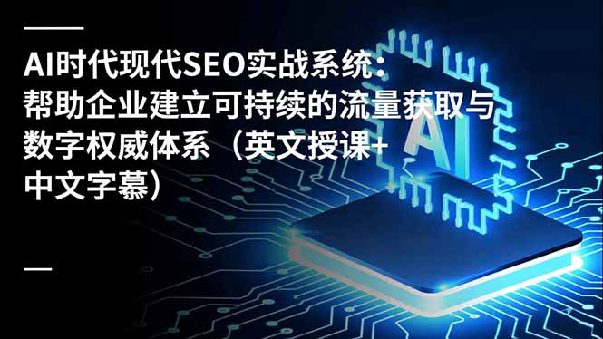 AI时代现代SEO实战系统：帮助企业建立可持续的流量获取与数字权威体系(英文授课+中文字幕-网创项目