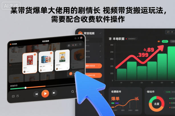 某带货爆单大佬用的剧情长视频带货搬运玩法，需要配合收费软件操作-网创项目