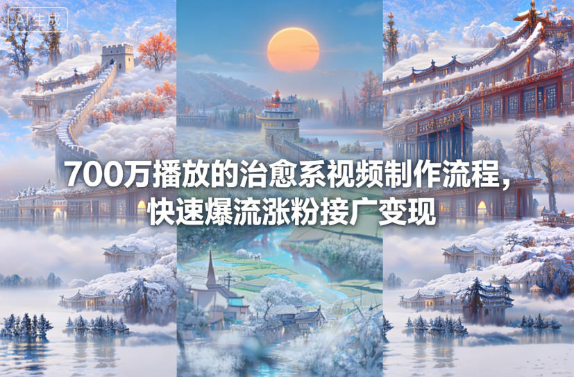 700万播放的治愈系视频制作流程，快速爆流涨粉接广变现-网创项目