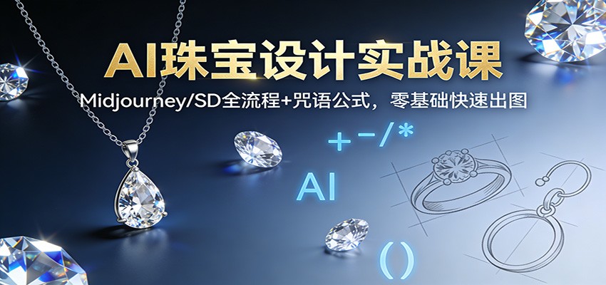 AI珠宝设计实战课：Midjourney/SD全流程+咒语公式，零基础快速出图-网创项目