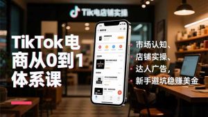 TikTok电商从0到1体系课,市场认知、店铺实操、达人广告,新手避坑稳赚美金-网创项目