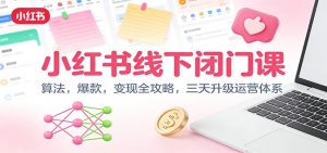 小红书线下闭门课:算法,爆款,变现全攻略,三天升级运营体系-网创项目