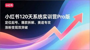 小红书120天系统实训营Pro版,定位起号、爆款拆解、赛道专攻,实现涨粉变现双突破-网创项目
