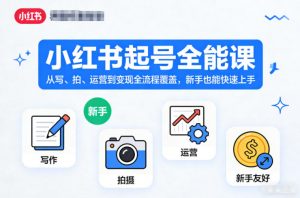 小红书起号全能课,从写、拍、运营到变现全流程覆盖,新手也能快速上手-网创项目
