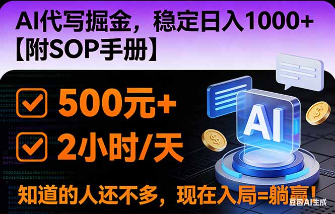 2026风口项目,AI代写掘金，稳定日入1000+，掌握核心技能【附SOP手册】-网创项目