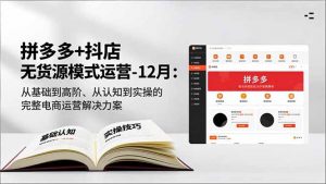 拼多多+抖店无货源模式运营-12月:从基础到高阶、从认知到实操的完整电商运营解决方案-网创项目