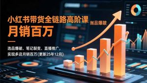 小红书带货全链路高阶课,选品爆破、笔记裂变、直播推广,实现多店月销百万(更新25年12月-网创项目