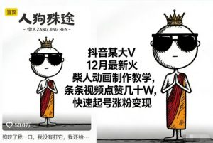 抖音某大V12月最新火柴人动画制作教学，条条视频点赞几十W，快速起号涨粉变现-网创项目