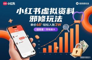 小红书虚拟资料邪修玩法，单价68，轻松入账3W，信息差玩法，市场庞大-网创项目