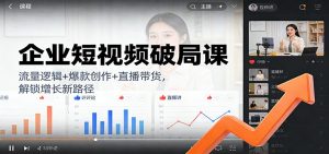 企业短视频破局课：流量逻辑+爆款创作+直播带货，解锁增长新路径-网创项目