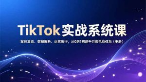 TikTok实战系统课,案例复盘、数据解析、运营执行,从0到1构建千万级电商体系(更新-网创项目