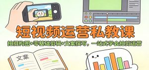 短视频运营私教课：拍摄构图+零基础剪辑 +文案撰写，一站式学会拍剪运营-网创项目
