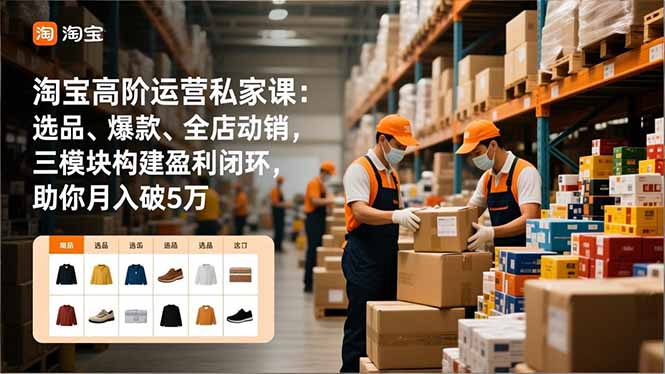 淘宝高阶运营私家课：选品、爆款、全店动销，三模块构建盈利闭环，助你月入破5万(更新12月-网创项目