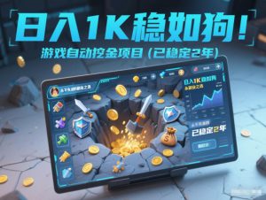 日入1K稳如狗！游戏自动挖金项目(已稳定2年)，永不失业的副业之选【揭秘】-网创项目