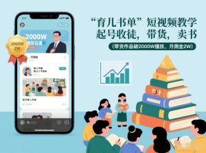 育儿书单短视频教学,起号收徒,带货,卖书(带货作品破2000W播放,月佣金2W)-网创项目