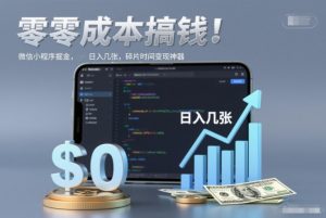 零成本搞钱，微信小程序掘金，简单易操作，日入几张，碎片时间变现神器【揭秘】-网创项目