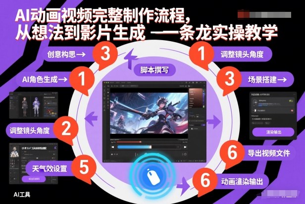 AI动画视频完整制作流程，从想法到影片生成一条龙实操教学-网创项目