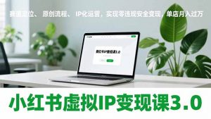 小红书虚拟IP变现课3.0，赛道定位、原创流程、IP化运营，实现零违规安全变现，单店月入过万-网创项目