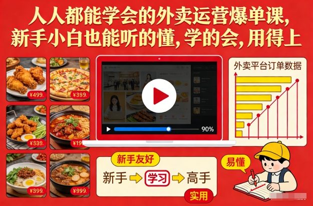 人人都能学会的外卖运营爆单课，新手小白也能听的懂，学的会，用得上-网创项目